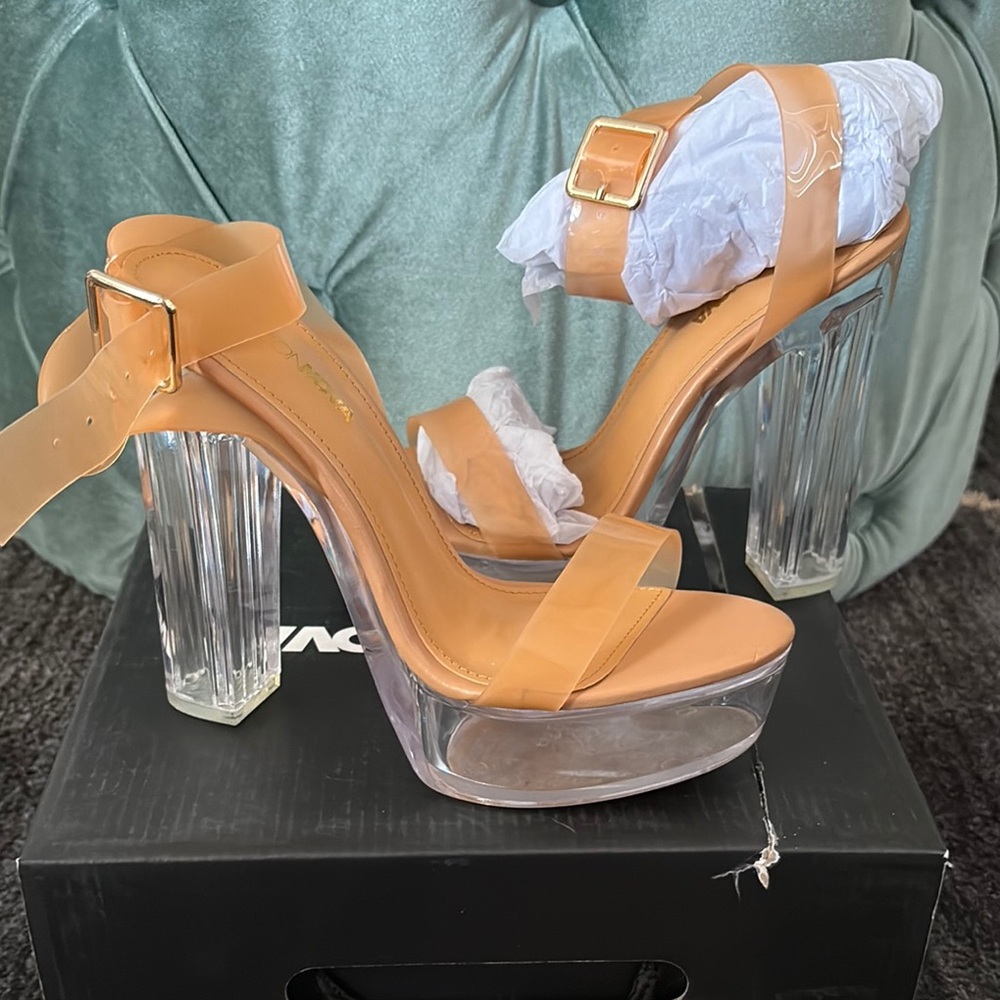 Fashion Nova Tan and Gray Platform Shoes